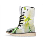 White Amaryllis Print Winter Boots
