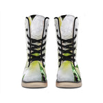 White Amaryllis Print Winter Boots