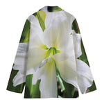 White Amaryllis Print Women's Blazer