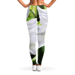 White Amaryllis Print Women's Leggings