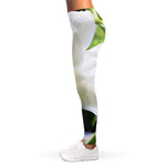 White Amaryllis Print Women's Leggings