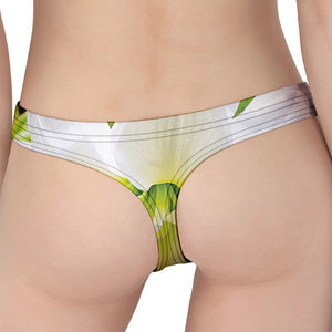 White Amaryllis Print Women's Thong