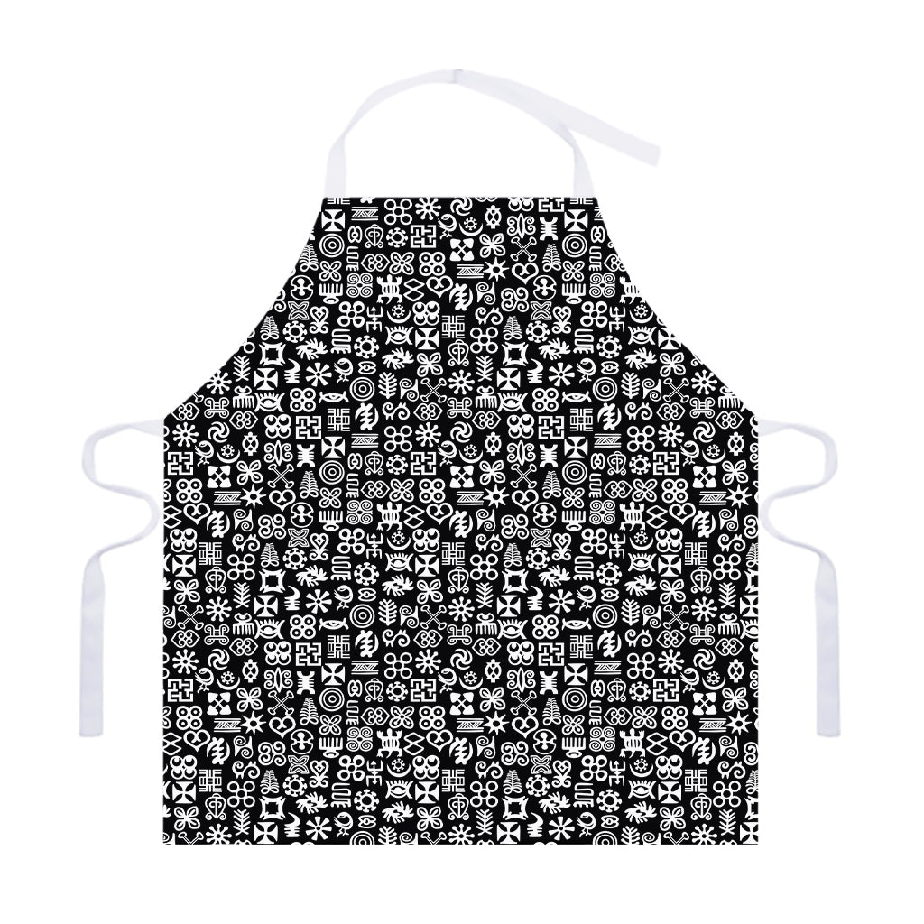 White And Black Adinkra Symbols Print Adjustable Apron