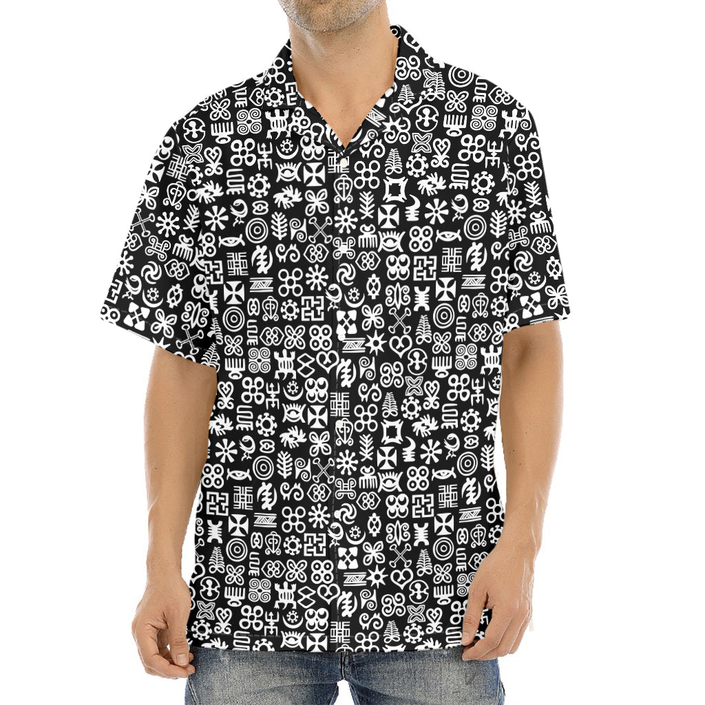 White And Black Adinkra Symbols Print Aloha Shirt