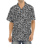 White And Black Adinkra Symbols Print Aloha Shirt