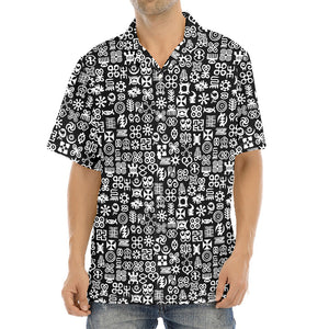 White And Black Adinkra Symbols Print Aloha Shirt