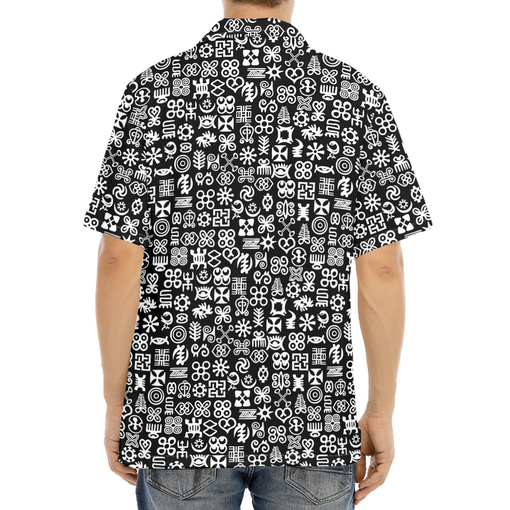 White And Black Adinkra Symbols Print Aloha Shirt