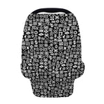 White And Black Adinkra Symbols Print Baby Seat Cover