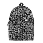 White And Black Adinkra Symbols Print Backpack