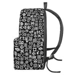 White And Black Adinkra Symbols Print Backpack