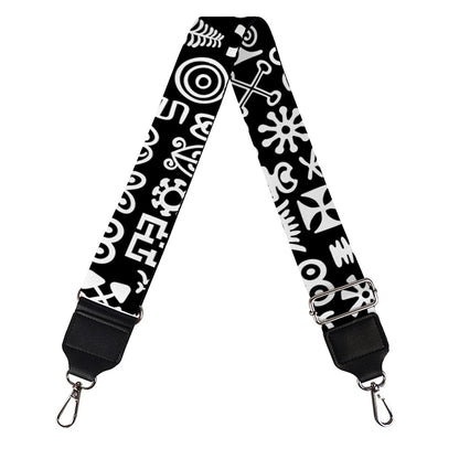 White And Black Adinkra Symbols Print Bag Strap