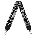 White And Black Adinkra Symbols Print Bag Strap