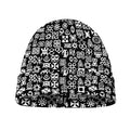 White And Black Adinkra Symbols Print Beanie