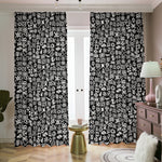 White And Black Adinkra Symbols Print Blackout Pencil Pleat Curtains