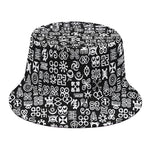 White And Black Adinkra Symbols Print Bucket Hat