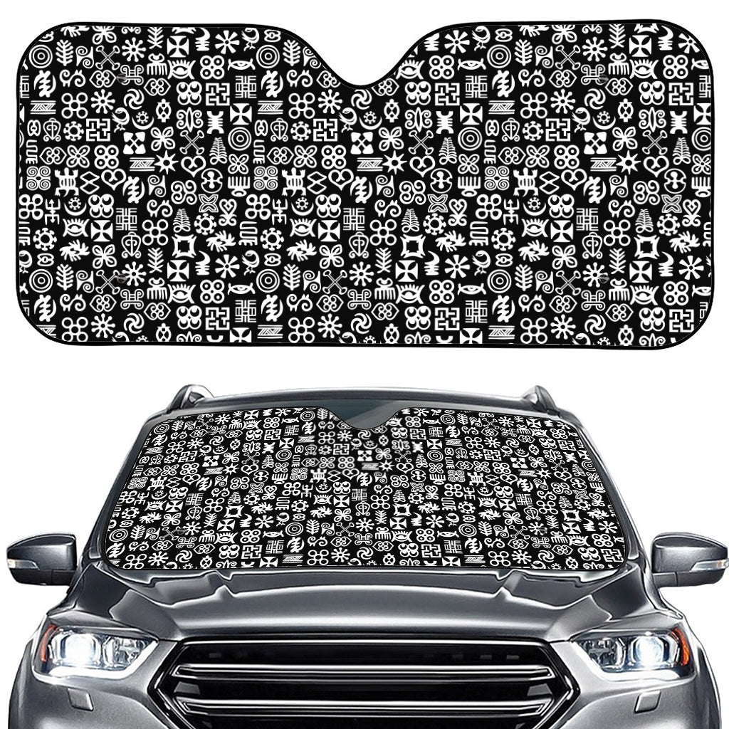 White And Black Adinkra Symbols Print Car Windshield Sun Shade