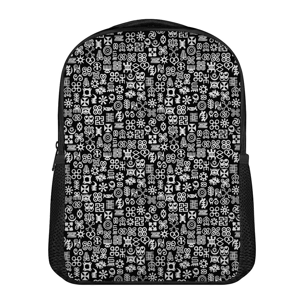 White And Black Adinkra Symbols Print Casual Backpack