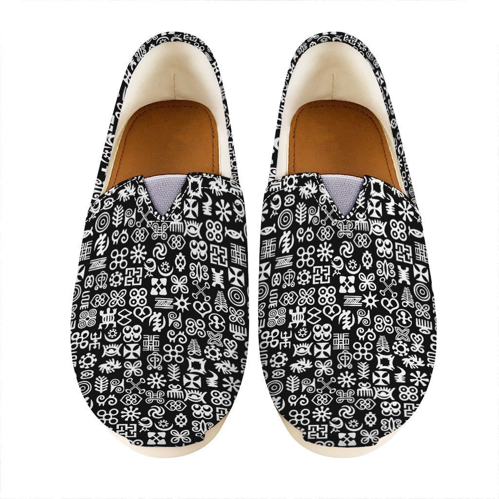 White And Black Adinkra Symbols Print Casual Shoes