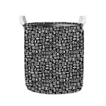 White And Black Adinkra Symbols Print Collapsible Laundry Basket