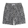 White And Black Adinkra Symbols Print Cotton Shorts