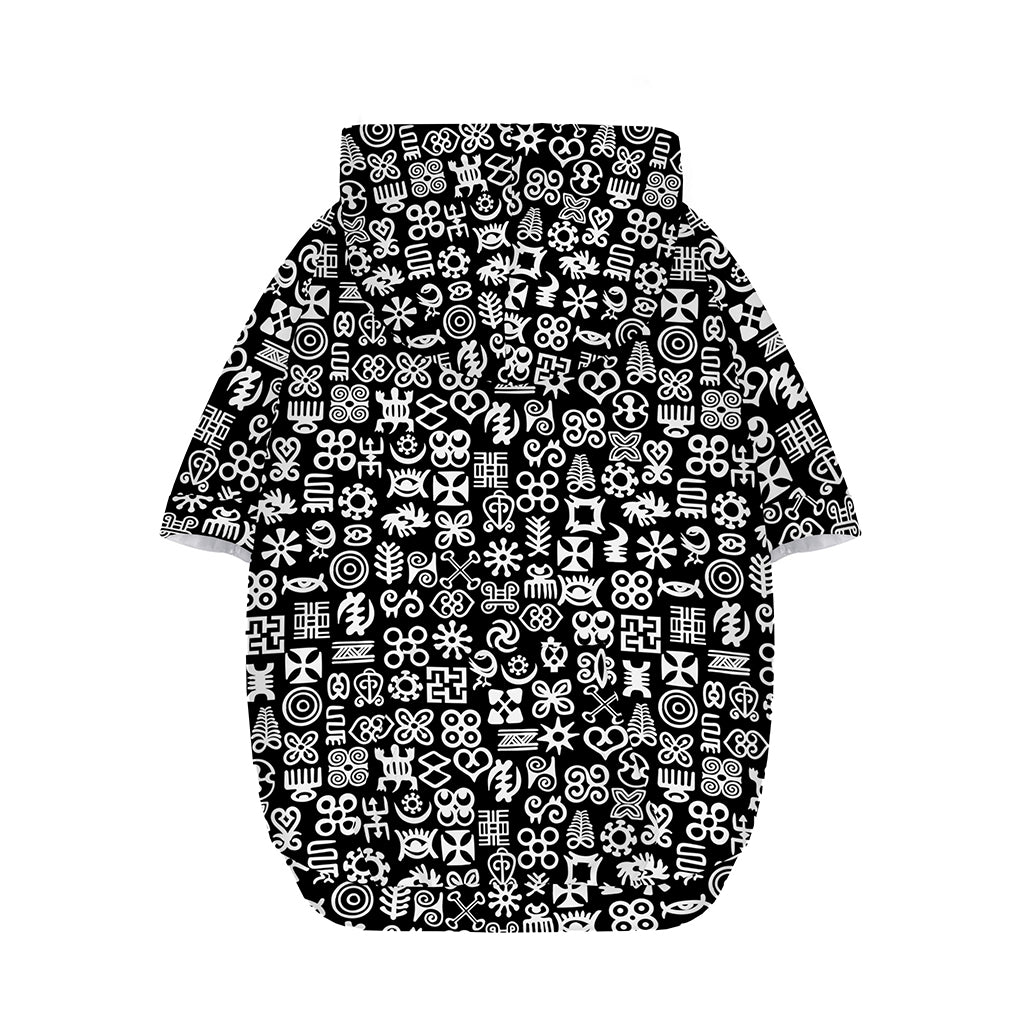 White And Black Adinkra Symbols Print Dog Zip Up Hoodie