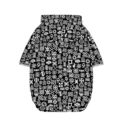 White And Black Adinkra Symbols Print Dog Zip Up Hoodie