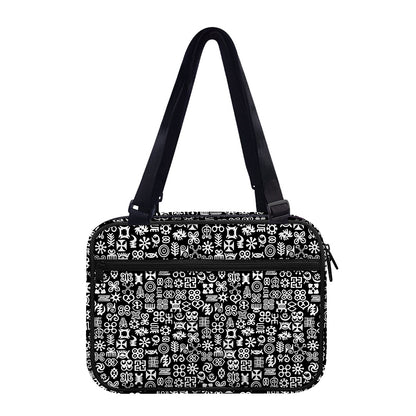 White And Black Adinkra Symbols Print Double Strap Bible Bag