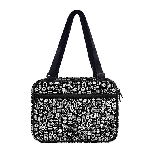 White And Black Adinkra Symbols Print Double Strap Bible Bag