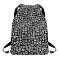 White And Black Adinkra Symbols Print Drawstring Backpack