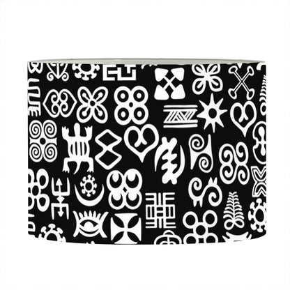 White And Black Adinkra Symbols Print Drum Lamp Shade