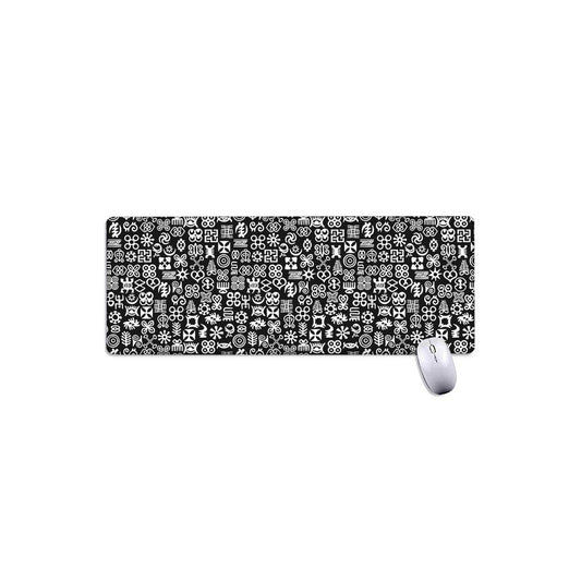 White And Black Adinkra Symbols Print Extended Mouse Pad