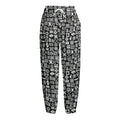 White And Black Adinkra Symbols Print Fleece Lined Knit Pants