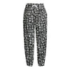 White And Black Adinkra Symbols Print Fleece Lined Knit Pants