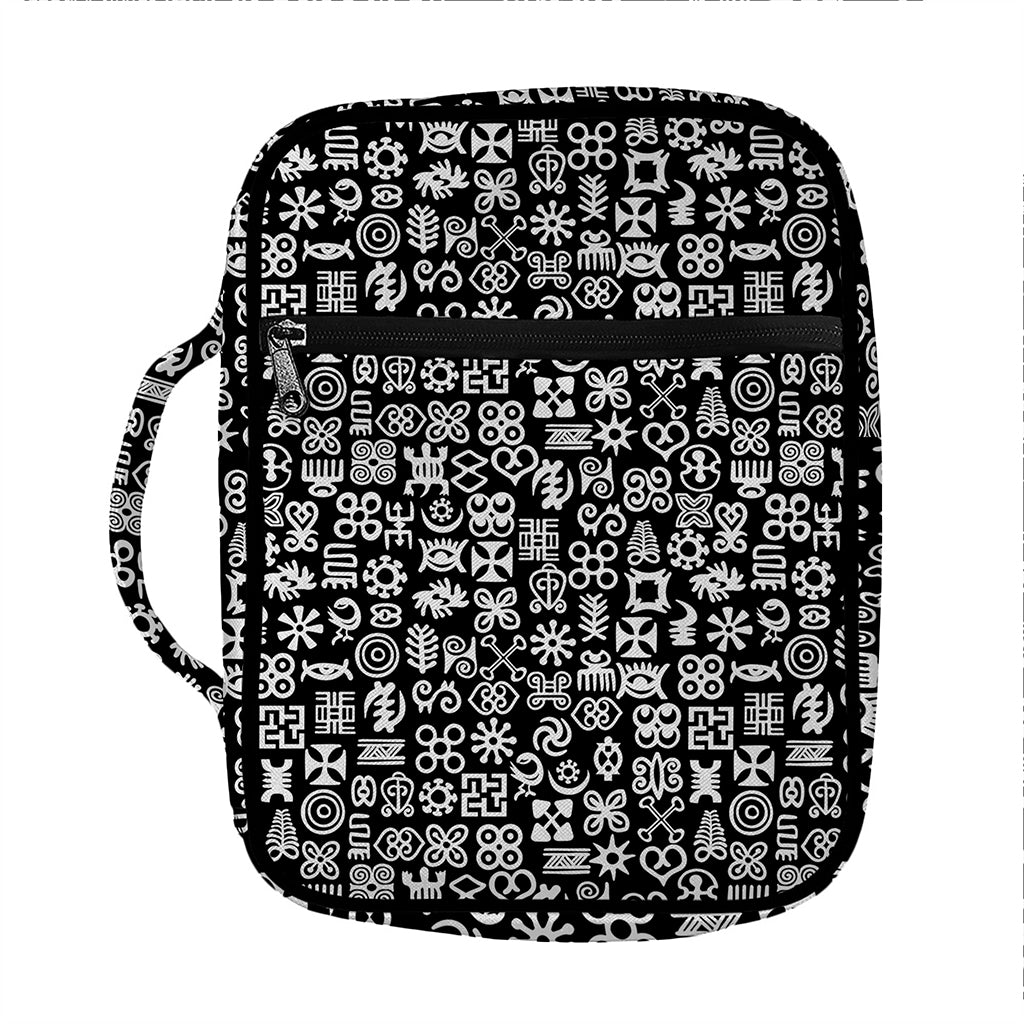 White And Black Adinkra Symbols Print Front Pocket Bible Bag