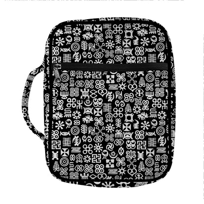 White And Black Adinkra Symbols Print Front Pocket Bible Bag