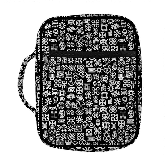 White And Black Adinkra Symbols Print Front Pocket Bible Bag
