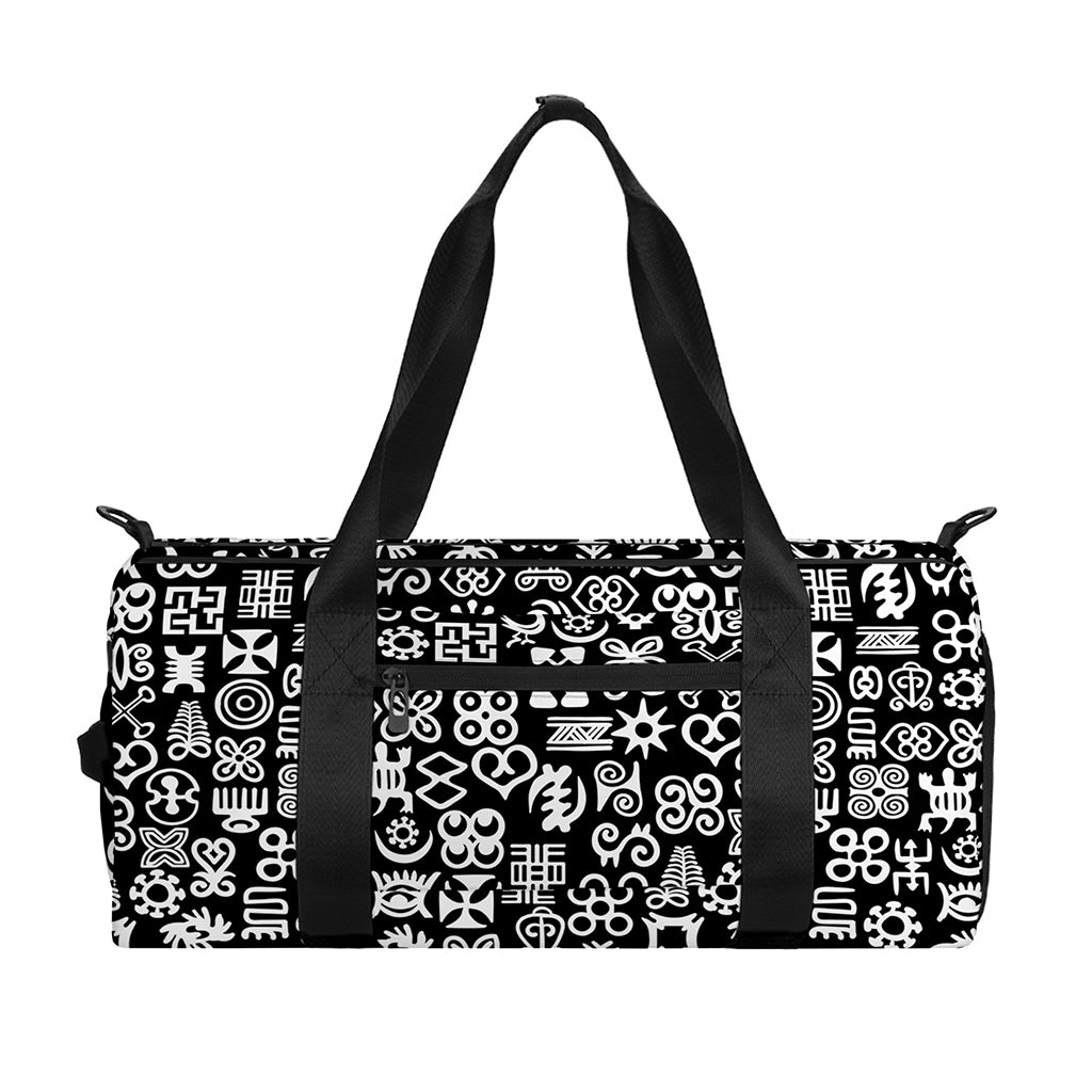 White And Black Adinkra Symbols Print Gym Bag