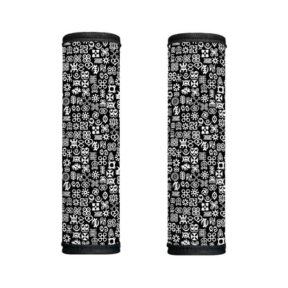 White And Black Adinkra Symbols Print Handle Covers