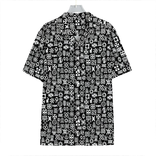 White And Black Adinkra Symbols Print Hawaiian Shirt