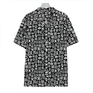 White And Black Adinkra Symbols Print Hawaiian Shirt