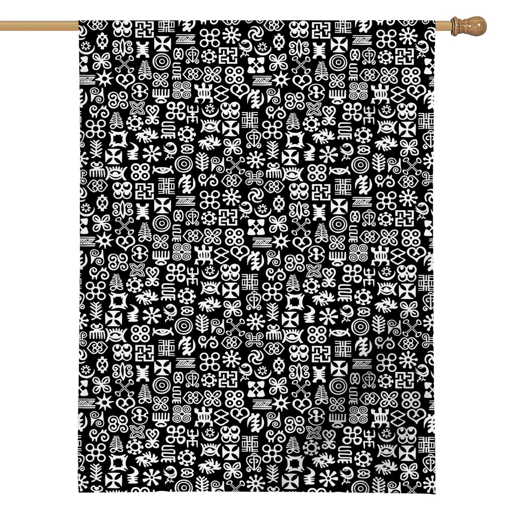 White And Black Adinkra Symbols Print House Flag