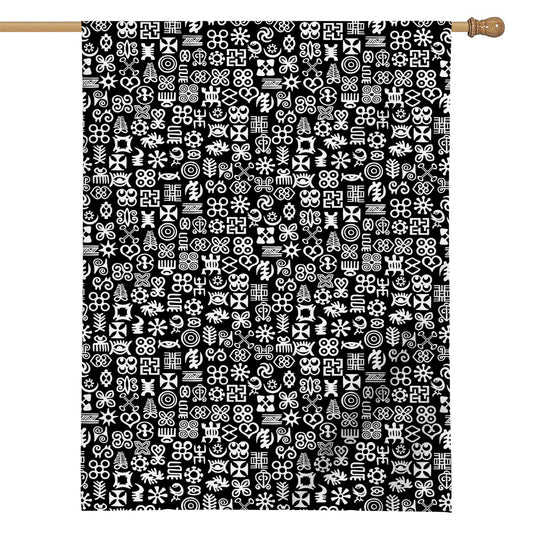White And Black Adinkra Symbols Print House Flag
