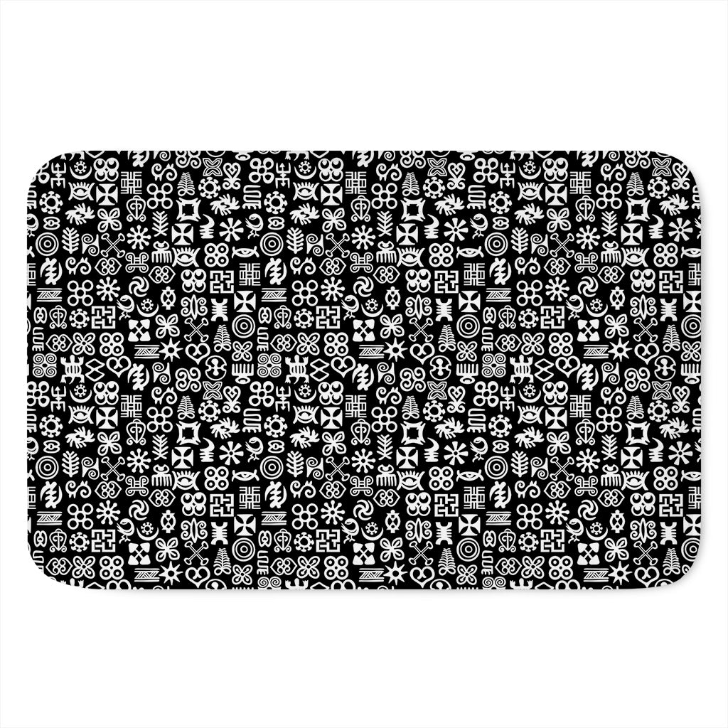 White And Black Adinkra Symbols Print Indoor Door Mat