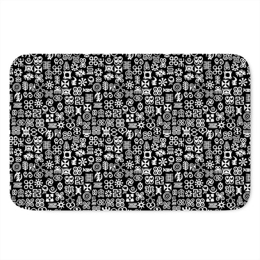 White And Black Adinkra Symbols Print Indoor Door Mat