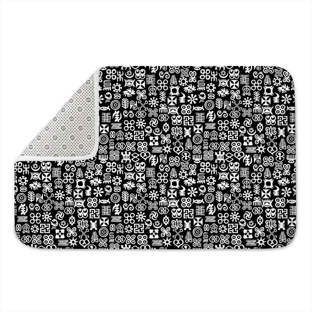 White And Black Adinkra Symbols Print Indoor Door Mat