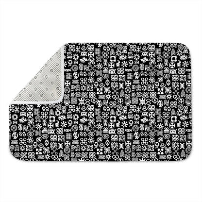 White And Black Adinkra Symbols Print Indoor Door Mat