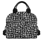 White And Black Adinkra Symbols Print Insulated Lunch Bag