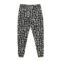 White And Black Adinkra Symbols Print Jogger Pants