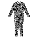 White And Black Adinkra Symbols Print Jumpsuit