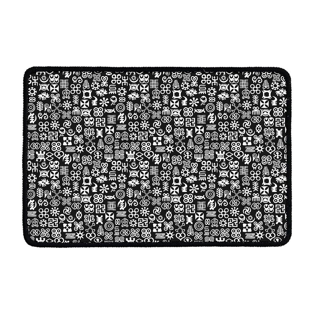White And Black Adinkra Symbols Print Kitchen Mat